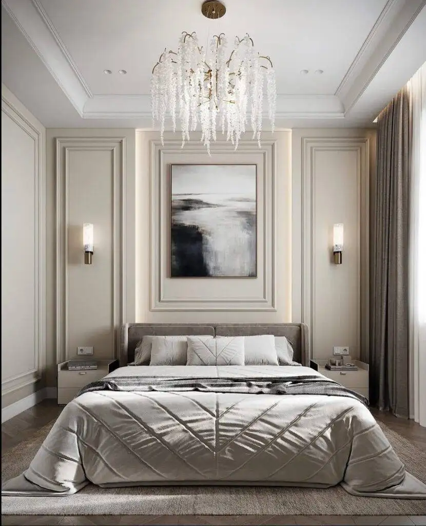 Sleek custom-fitted white wardrobes designed for spacious bedroom storage