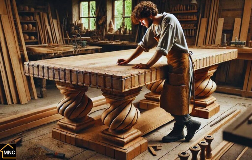 Handcrafted wooden table by professional carpenter