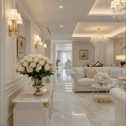 Dining room with custom wood cabinets and false ceiling design Dining room with custom wood cabinets and false ceiling design