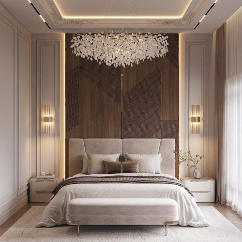 Luxury hallway with wooden wall cladding and lighting renovation Luxury hallway with wooden wall cladding and lighting renovation